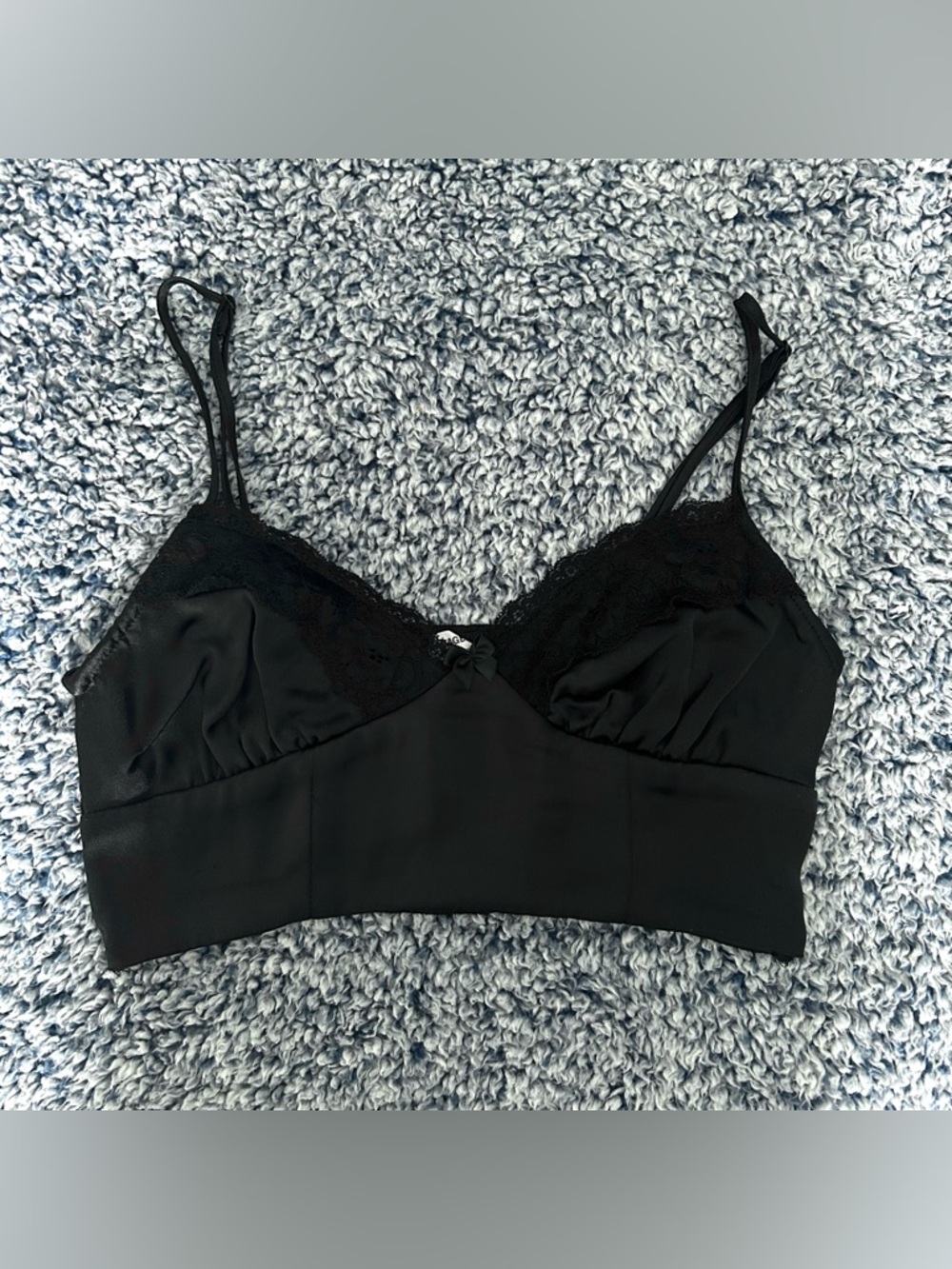 Garage black lace trim cropped bra top